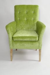 green upholstered chair