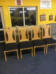 wooden notched back dining chairs