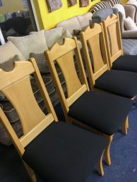 wooden notched back dining chairs
